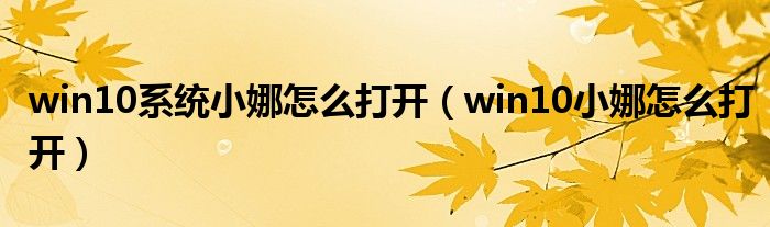 win10系统小娜怎么打开（win10小娜怎么打开）