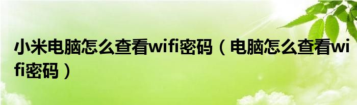 小米电脑怎么查看wifi密码（电脑怎么查看wifi密码）