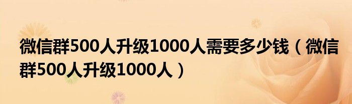 微信群500人升级1000人需要多少钱（微信群500人升级1000人）