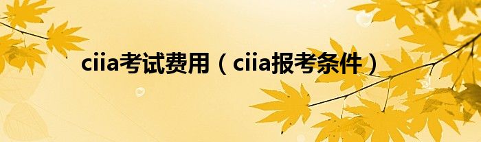 ciia考试费用（ciia报考条件）