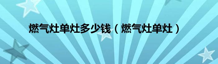 燃气灶单灶多少钱（燃气灶单灶）