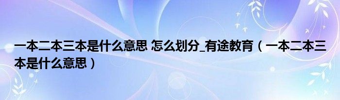 一本二本三本是什么意思 怎么划分_有途教育（一本二本三本是什么意思）