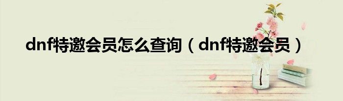 dnf特邀会员怎么查询（dnf特邀会员）