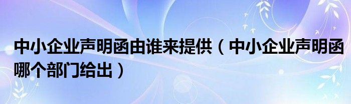 中小企业声明函由谁来提供（中小企业声明函哪个部门给出）