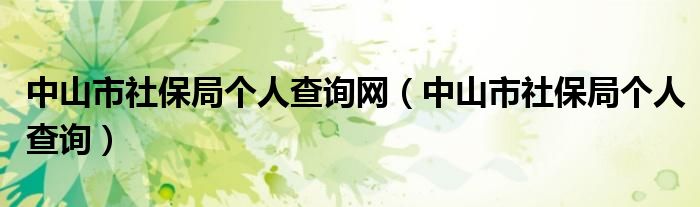 中山市社保局个人查询网（中山市社保局个人查询）