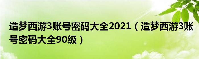 造梦西游3账号密码大全2021（造梦西游3账号密码大全90级）