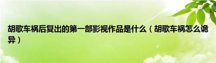 胡歌车祸后复出的第一部影视作品是什么（胡歌车祸怎么诡异）