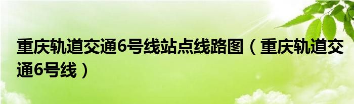 重庆轨道交通6号线站点线路图（重庆轨道交通6号线）