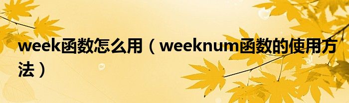 week函数怎么用（weeknum函数的使用方法）