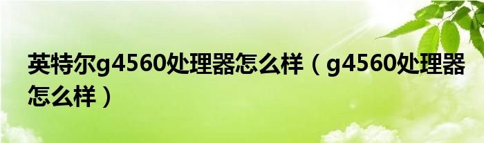 英特尔g4560处理器怎么样（g4560处理器怎么样）