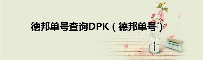 德邦单号查询DPK（德邦单号）