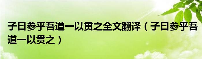 子曰参乎吾道一以贯之全文翻译（子曰参乎吾道一以贯之）