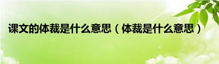 课文的体裁是什么意思（体裁是什么意思）