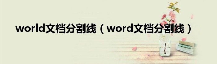 world文档分割线（word文档分割线）