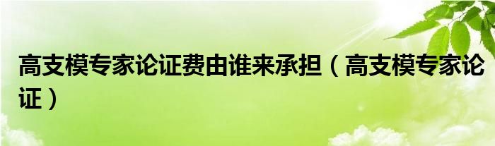 高支模专家论证费由谁来承担（高支模专家论证）