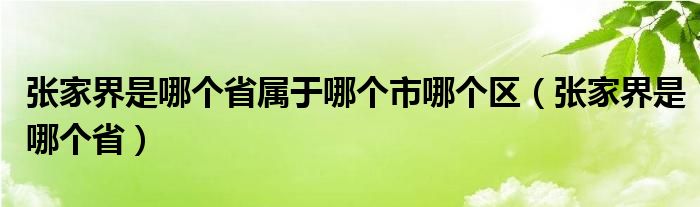 张家界是哪个省属于哪个市哪个区（张家界是哪个省）