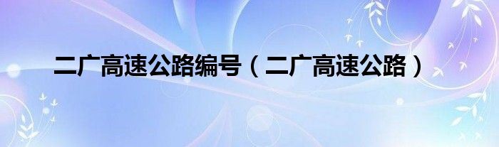 二广高速公路编号（二广高速公路）