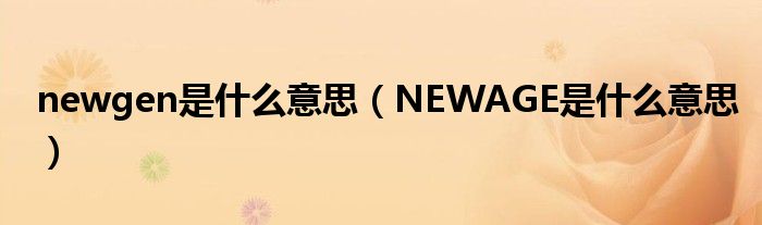 newgen是什么意思（NEWAGE是什么意思）