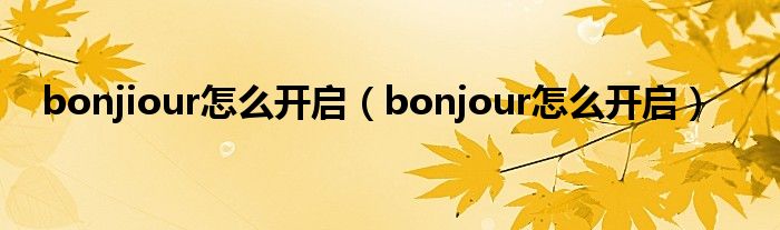 bonjiour怎么开启（bonjour怎么开启）