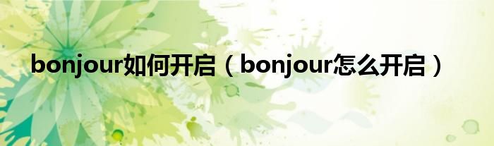 bonjour如何开启（bonjour怎么开启）