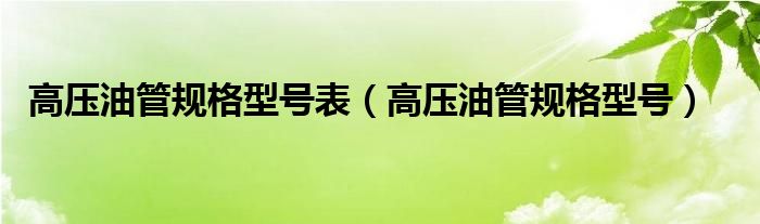 高压油管规格型号表（高压油管规格型号）