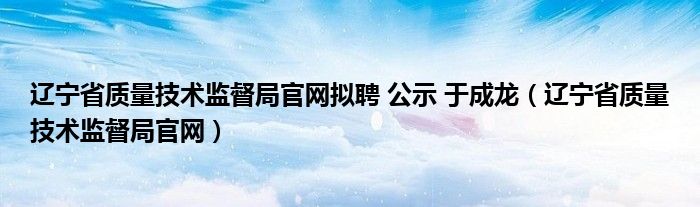 辽宁省质量技术监督局官网拟聘 公示 于成龙（辽宁省质量技术监督局官网）