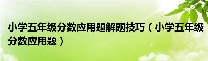 小学五年级分数应用题解题技巧（小学五年级分数应用题）