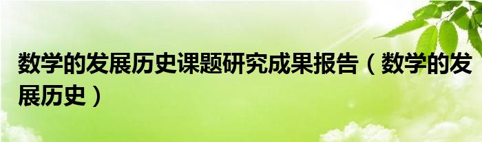 数学的发展历史课题研究成果报告（数学的发展历史）