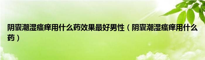 阴囊潮湿瘙痒用什么药效果最好男性（阴囊潮湿瘙痒用什么药）