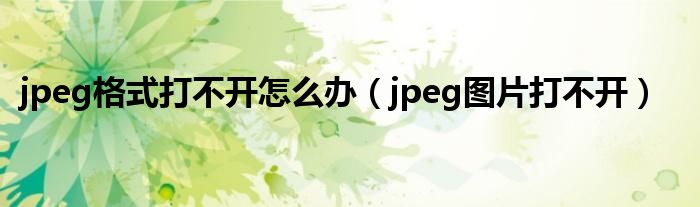 jpeg格式打不开怎么办（jpeg图片打不开）