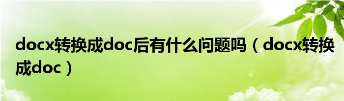 docx转换成doc后有什么问题吗（docx转换成doc）