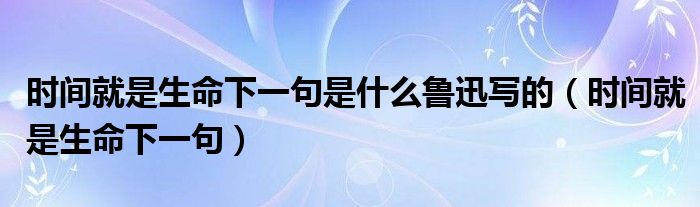 时间就是生命下一句是什么鲁迅写的（时间就是生命下一句）