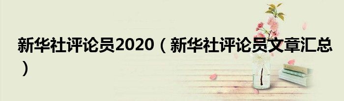 新华社评论员2020（新华社评论员文章汇总）