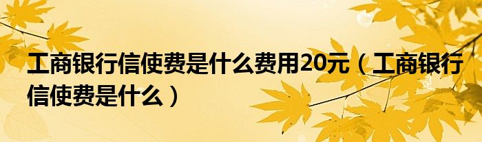 工商银行信使费是什么费用20元（工商银行信使费是什么）