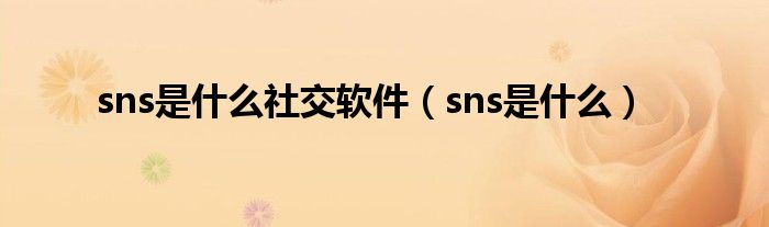 sns是什么社交软件（sns是什么）