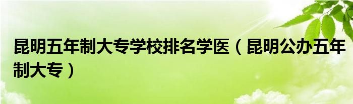 昆明五年制大专学校排名学医（昆明公办五年制大专）