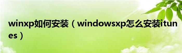 winxp如何安装（windowsxp怎么安装itunes）