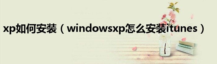 xp如何安装（windowsxp怎么安装itunes）