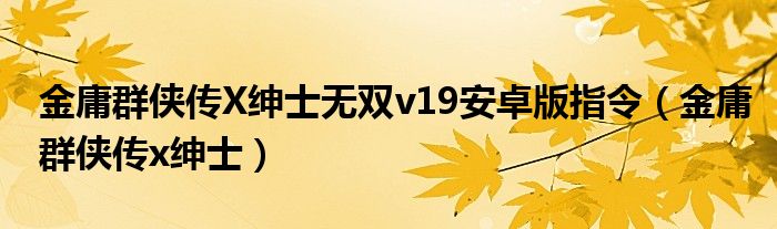 金庸群侠传X绅士无双v19安卓版指令（金庸群侠传x绅士）