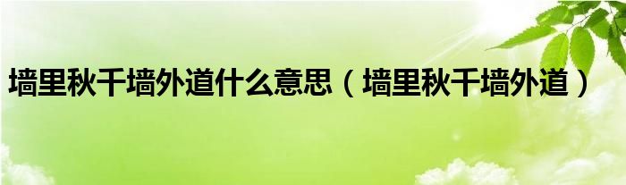 墙里秋千墙外道什么意思（墙里秋千墙外道）