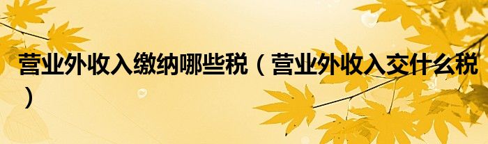 营业外收入缴纳哪些税（营业外收入交什么税）