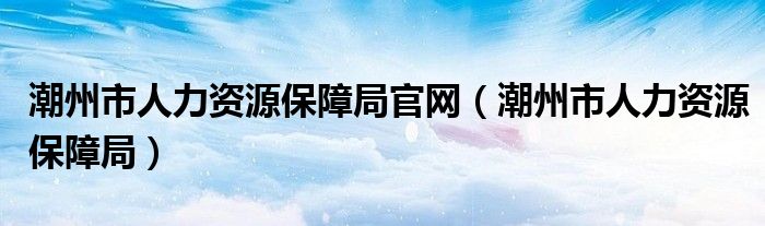 潮州市人力资源保障局官网（潮州市人力资源保障局）