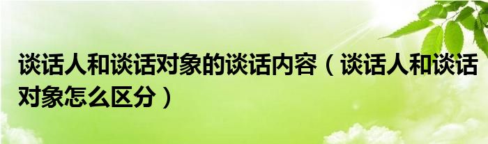 谈话人和谈话对象的谈话内容（谈话人和谈话对象怎么区分）