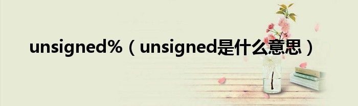 unsigned%（unsigned是什么意思）