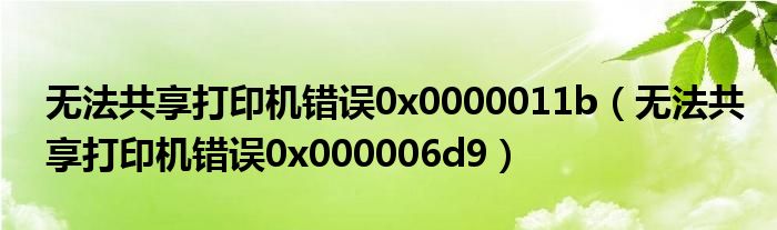 无法共享打印机错误0x0000011b（无法共享打印机错误0x000006d9）