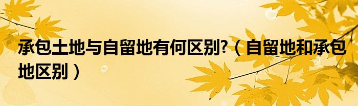 承包土地与自留地有何区别?（自留地和承包地区别）