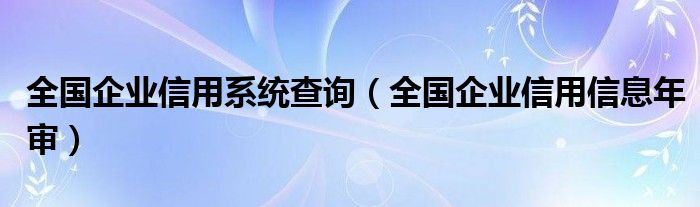 全国企业信用系统查询（全国企业信用信息年审）