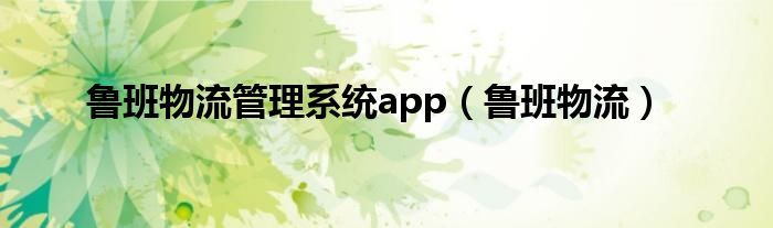 鲁班物流管理系统app（鲁班物流）