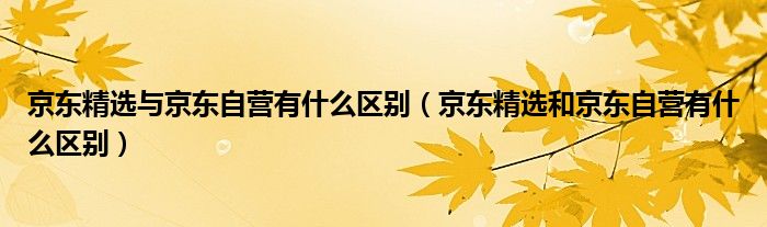 京东精选与京东自营有什么区别（京东精选和京东自营有什么区别）