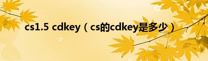 cs1.5 cdkey（cs的cdkey是多少）